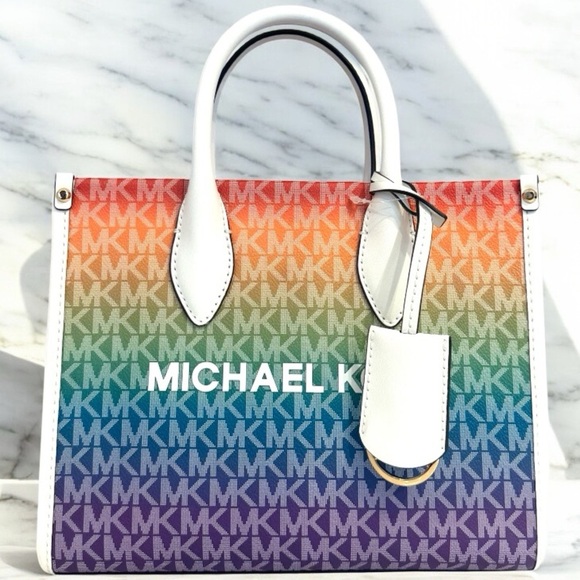 Michael Kors Mirella Small Rainbow Signature Logo Crossbody Bag Rainbow - Picture 1 of 9